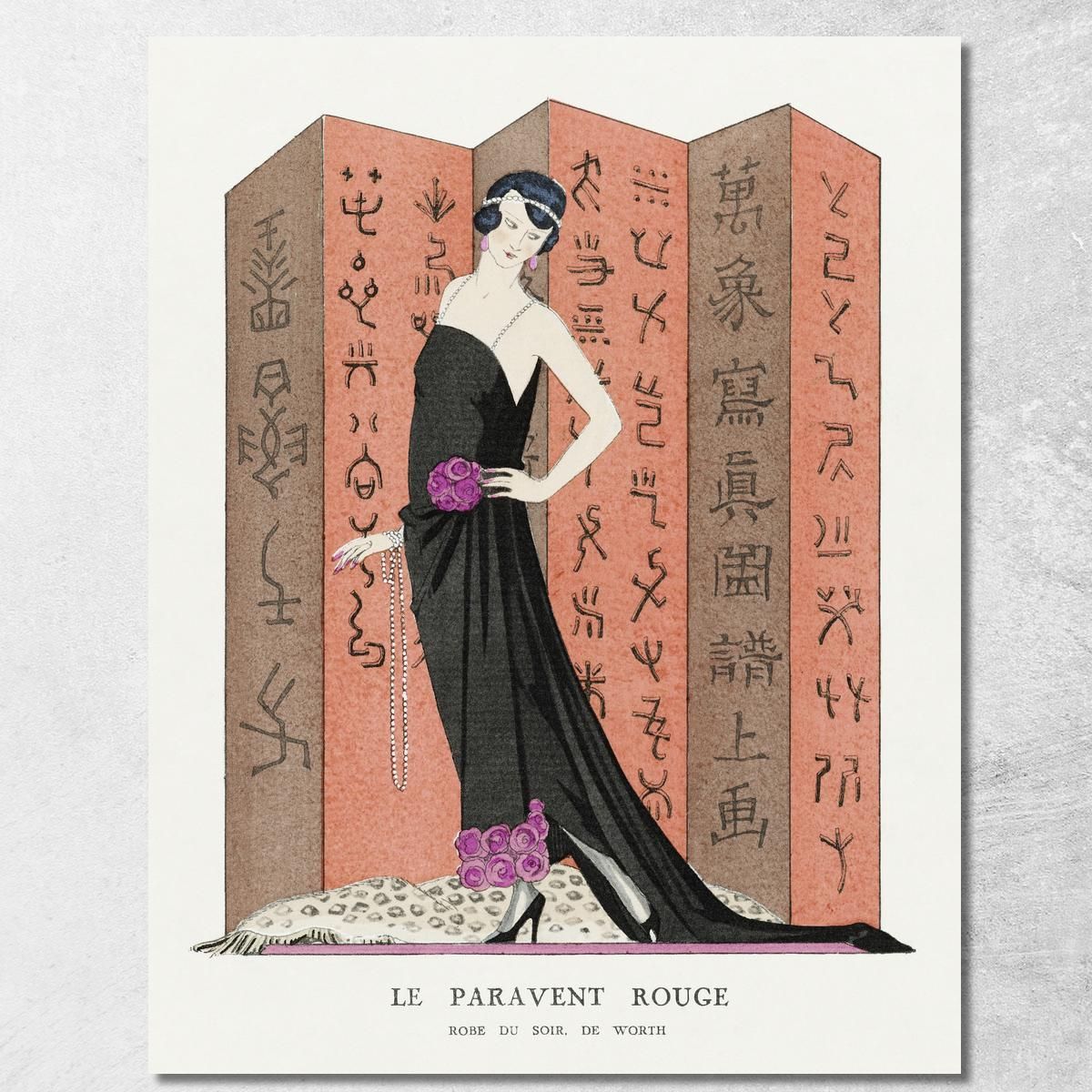 The Red Screen Worth Evening Dress From Gazette Du Bon Ton George Barbier canvas print The Red Screen Worth Evening Dress From Gazette Du Bon Ton George Barbier canvas print
