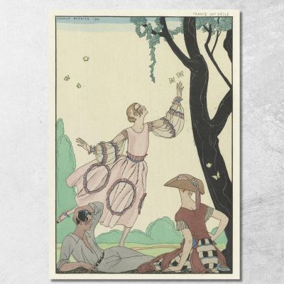 Farfalle Francia Xx Secolo George Barbier gbb141 quadro stampa su tela