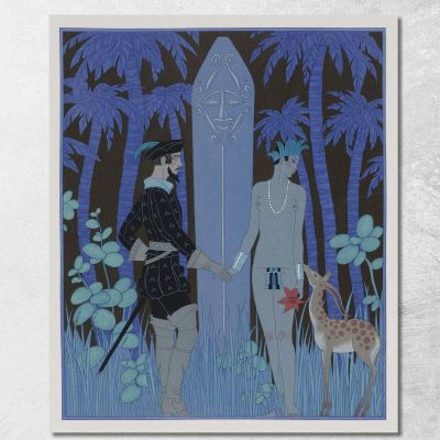 Pocohontas Incontra John Smith George Barbier gbb143 quadro stampa su tela