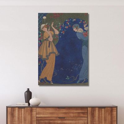 Roses Dan La Nuit George Barbier, gbb150 tableau impression sur toile