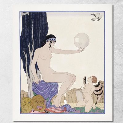 Donna Seduta E Cherubino George Barbier gbb152 quadro stampa su tela