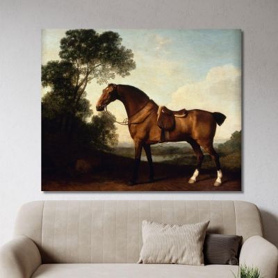 Un Cazador De La Bahía Ensillado George Stubbs, gst5 cuadro en lienzo