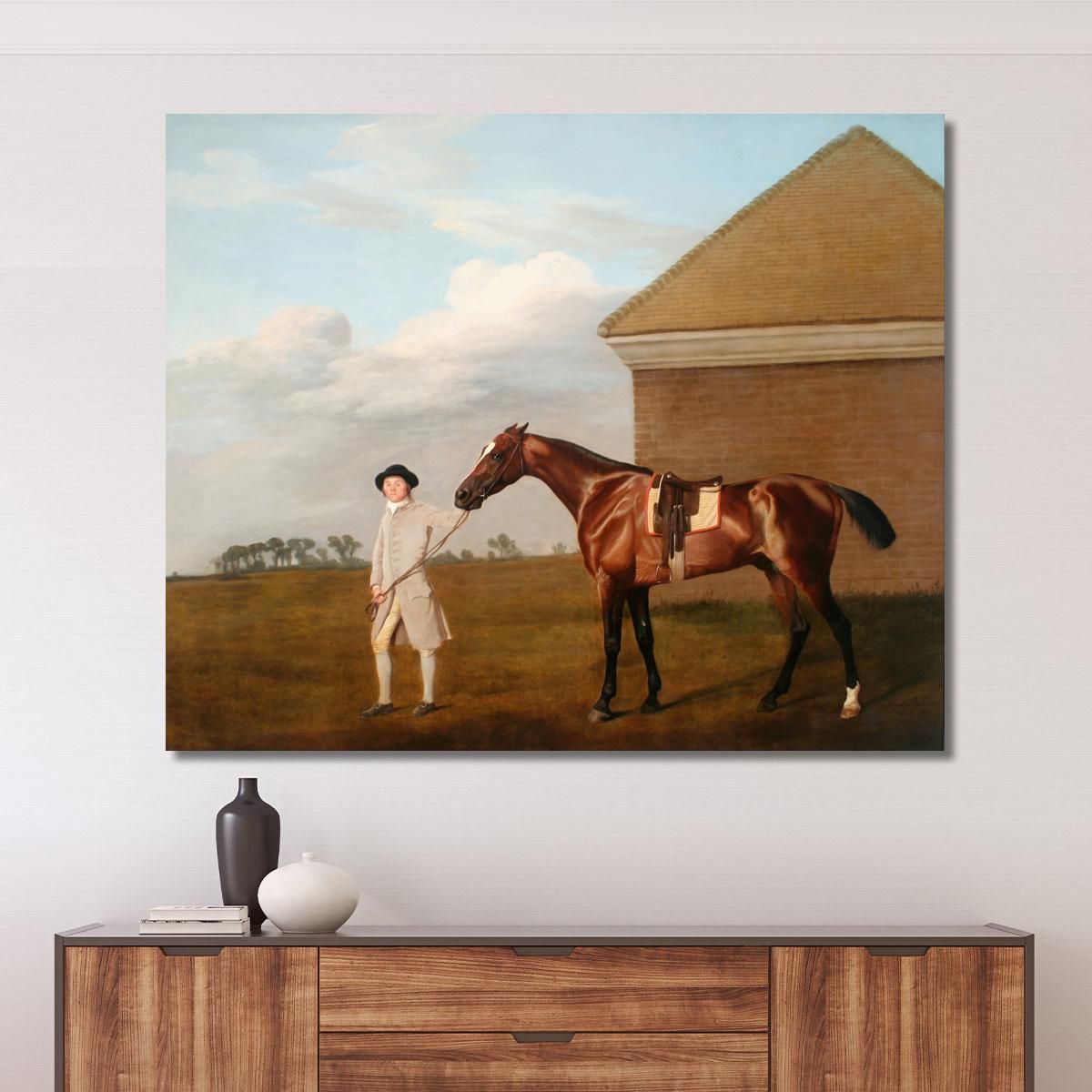 Firetail Con Il Suo Allenatore Presso La Rubbing-Down House A Newmarket Heath George Stubbs gst14 quadro stampa su tela