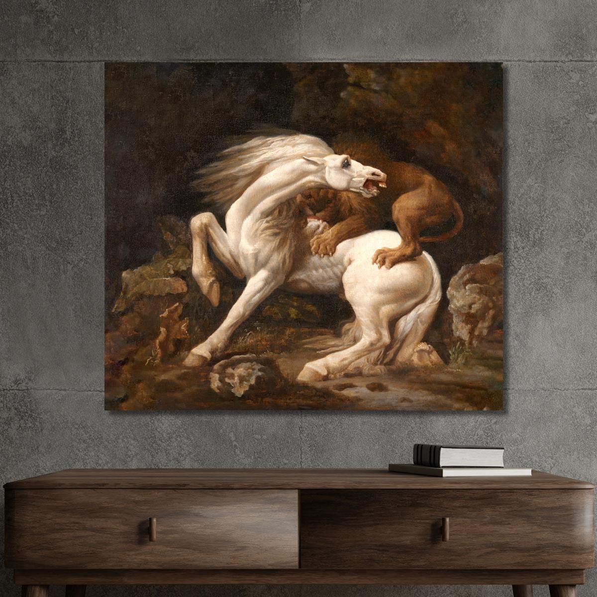 Cavallo Attaccato Da Un Leone George Stubbs gst19 quadro stampa su tela