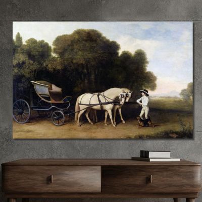 Faetón Con Un Par De Ponis Color Crema Y Un Mozo De Cuadra George Stubbs, gst33 cuadro en lienzo