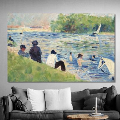 Studie Für Badende In Asnières Georges Seurat, gsr8 drucken auf leinwand