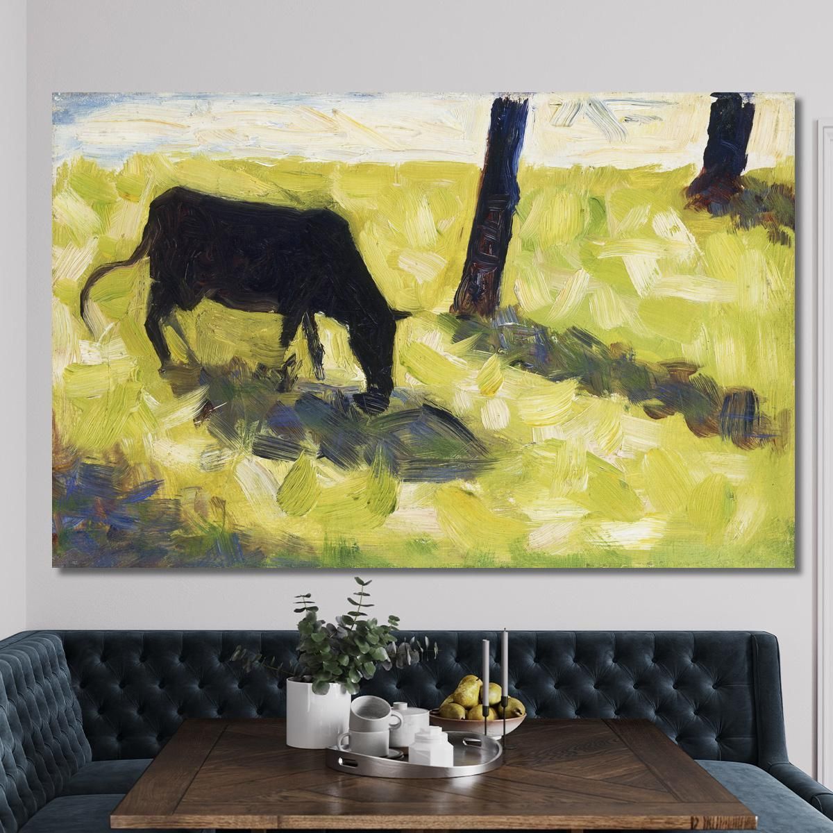 Mucca Nera In Un Prato Georges Seurat gsr9 quadro stampa su tela