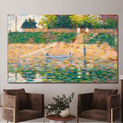 Boat By The Riverbank Georges Seurat, gsr10 canvas print