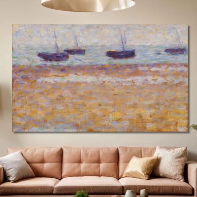 Quatre Bateaux À Grandcamp Georges Seurat, gsr19 tableau impression sur toile