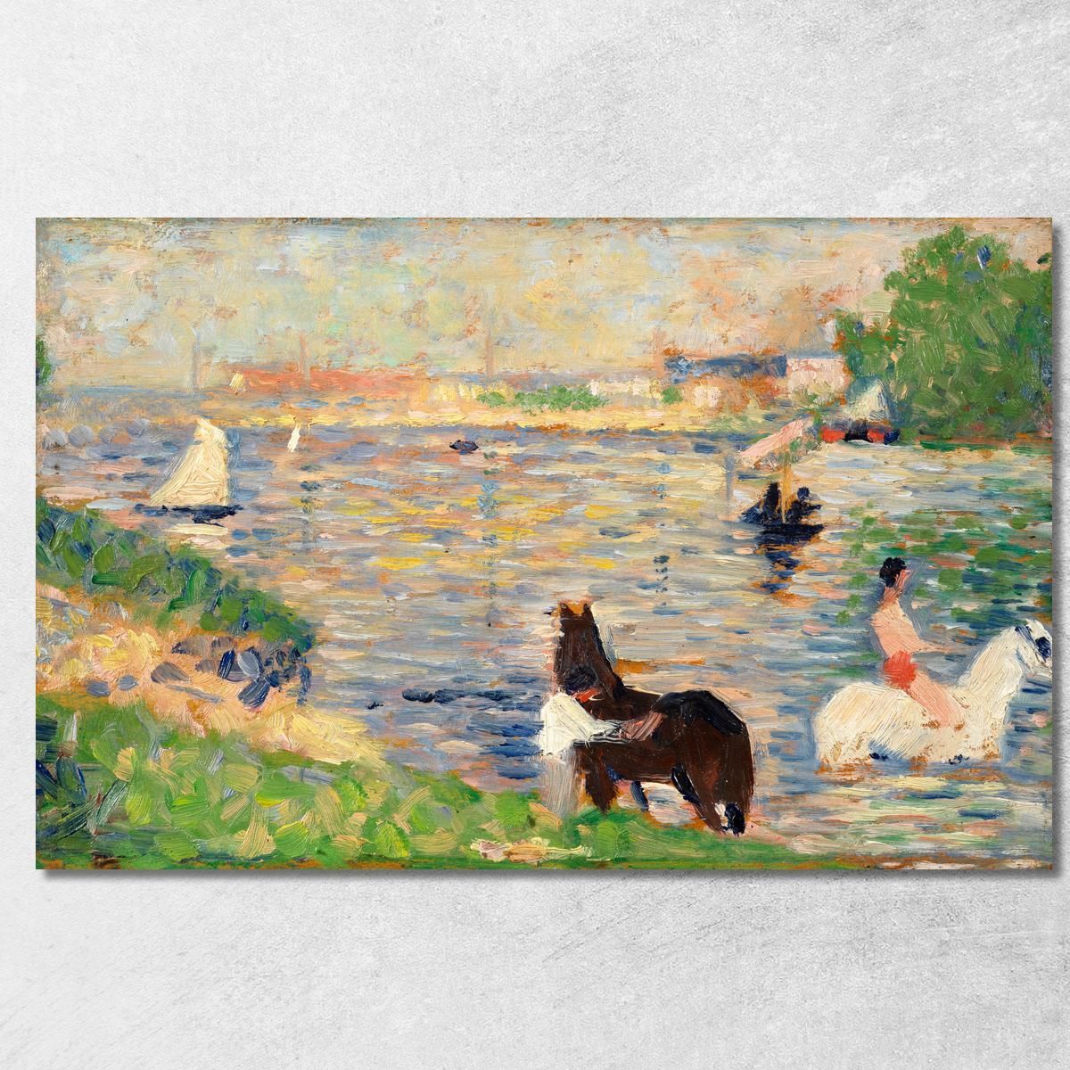 Cavalli Nell'Acqua Georges Seurat gsr35 quadro stampa su tela Cavalli Nell'Acqua Georges Seurat gsr35 quadro stampa su tela