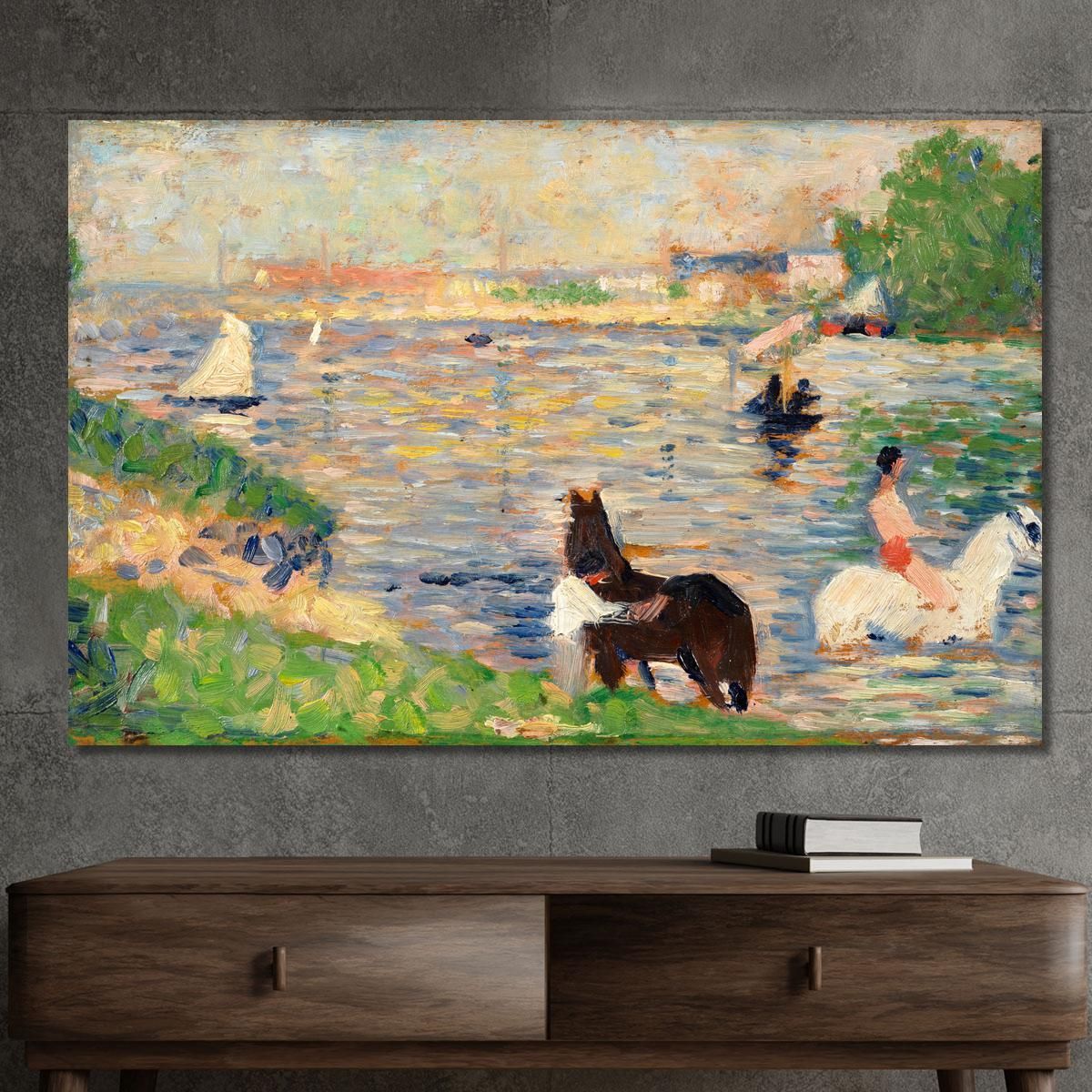 Cavalli Nell'Acqua Georges Seurat gsr35 quadro stampa su tela