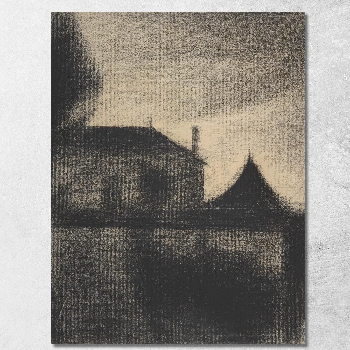Casa Al Crepuscolo La Cité Georges Seurat gsr36 quadro stampa su tela Casa Al Crepuscolo La Cité Georges Seurat gsr36 quadro stampa su tela