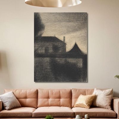 Casa Al Crepuscolo La Cité Georges Seurat gsr36 quadro stampa su tela Casa Al Crepuscolo La Cité Georges Seurat gsr36 quadro stampa su tela