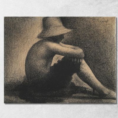 Studio Di Ragazzo Seduto Con Cappello Di Paglia Per Bagnanti Ad Asnières Georges Seurat gsr56 quadro stampa su tela