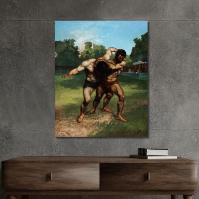 I Lottatori Gustave Courbet cg20 quadro stampa su tela