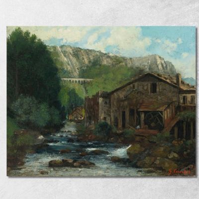 Un Mulino In Un Paesaggio Roccioso Gustave Courbet cg29 quadro stampa su tela
