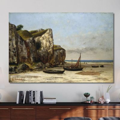 Beach In Normandy Gustave Courbet, cg41 canvas print