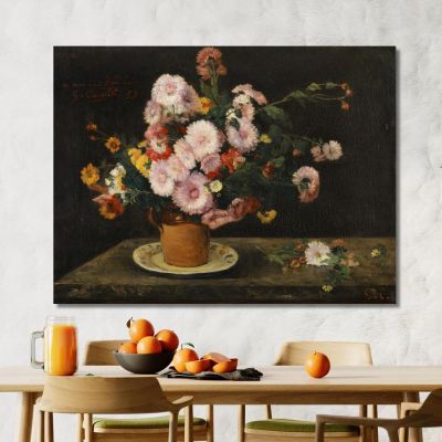 Bouquet D'Asters Gustave Courbet, cg48 tableau impression sur toile