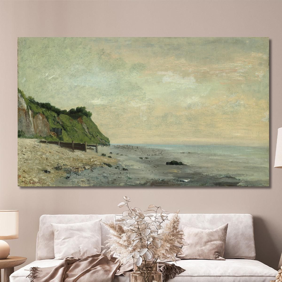 Scogliere Sulla Costa Del Mare Piccola Spiaggia Alba Gustave Courbet cg58 quadro stampa su tela
