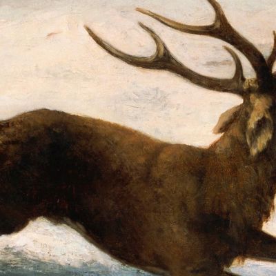 Cervi Che Corrono Nella Neve Gustave Courbet cg60 quadro stampa su tela