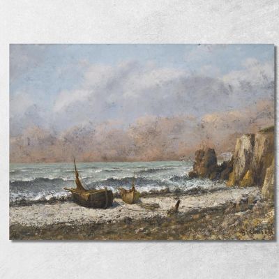 Due Barche Sulla Spiaggia Gustave Courbet cg62 quadro stampa su tela