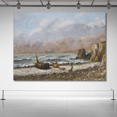 Two Boats On The Beach Gustave Courbet, cg62 canvas print