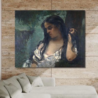 Gypsy In Reflection Gustave Courbet, cg75 canvas print