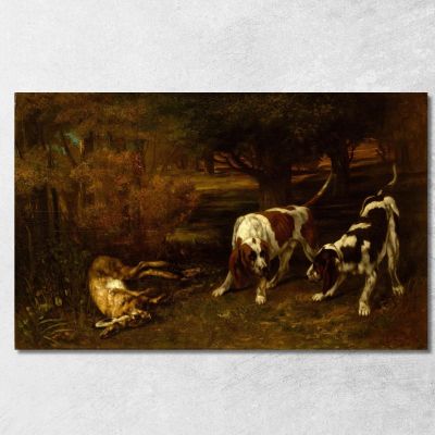 Cani Da Caccia Con Lepre Morta Gustave Courbet cg78 quadro stampa su tela