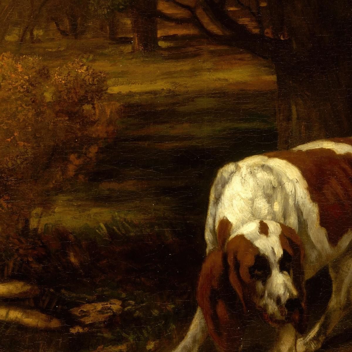 Cani Da Caccia Con Lepre Morta Gustave Courbet cg78 quadro stampa su tela