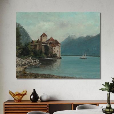 Chillon Lake Geneva Castle Gustave Courbet, cg99 canvas print