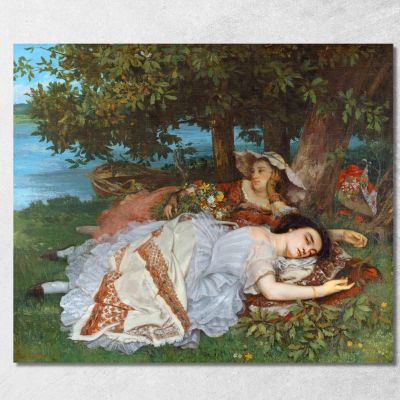 Le Signorine Delle Rive Della Senna Estate Gustave Courbet cg105 quadro stampa su tela