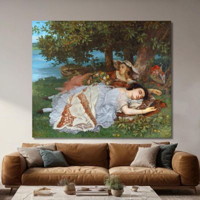 Le Signorine Delle Rive Della Senna Estate Gustave Courbet cg105 quadro stampa su tela