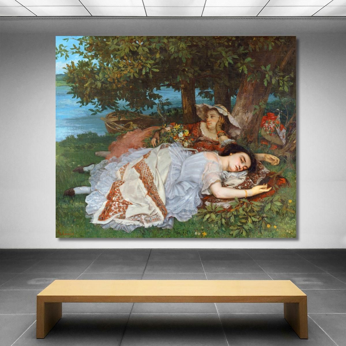 Le Signorine Delle Rive Della Senna Estate Gustave Courbet cg105 quadro stampa su tela