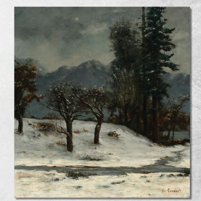 Nevicare Gustave Courbet cg120 quadro stampa su tela