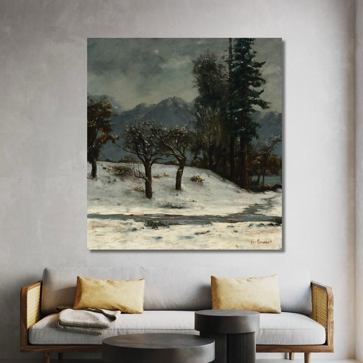 Nevicare Gustave Courbet cg120 quadro stampa su tela