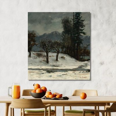 Nevicare Gustave Courbet cg120 quadro stampa su tela