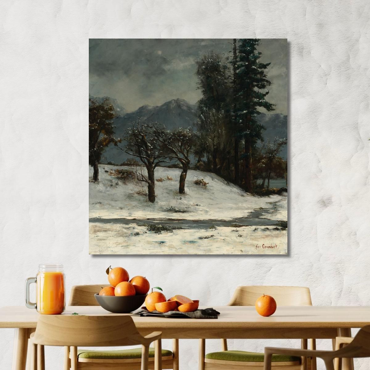 Nevicare Gustave Courbet cg120 quadro stampa su tela