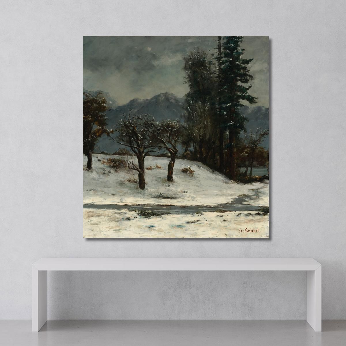 Nevicare Gustave Courbet cg120 quadro stampa su tela
