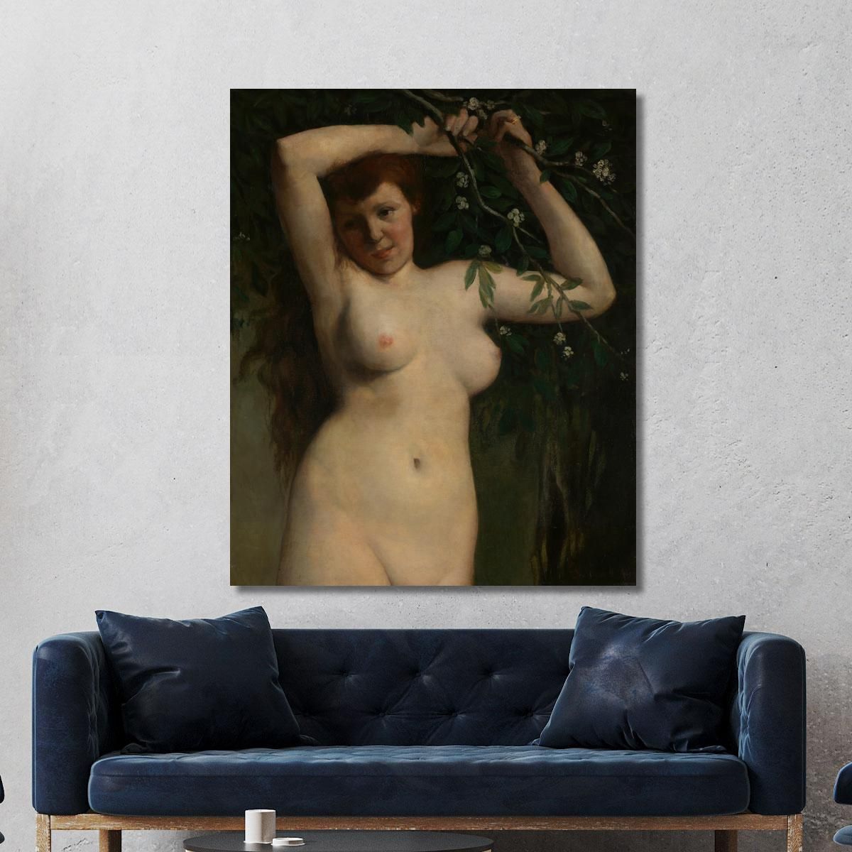 Nudo Con Ramo Fiorito Gustave Courbet cg122 quadro stampa su tela