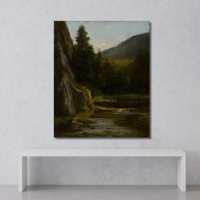 Flusso Di Abeti Rocciosi Gustave Courbet cg147 quadro stampa su tela Flusso Di Abeti Rocciosi Gustave Courbet cg147 quadro stampa su tela