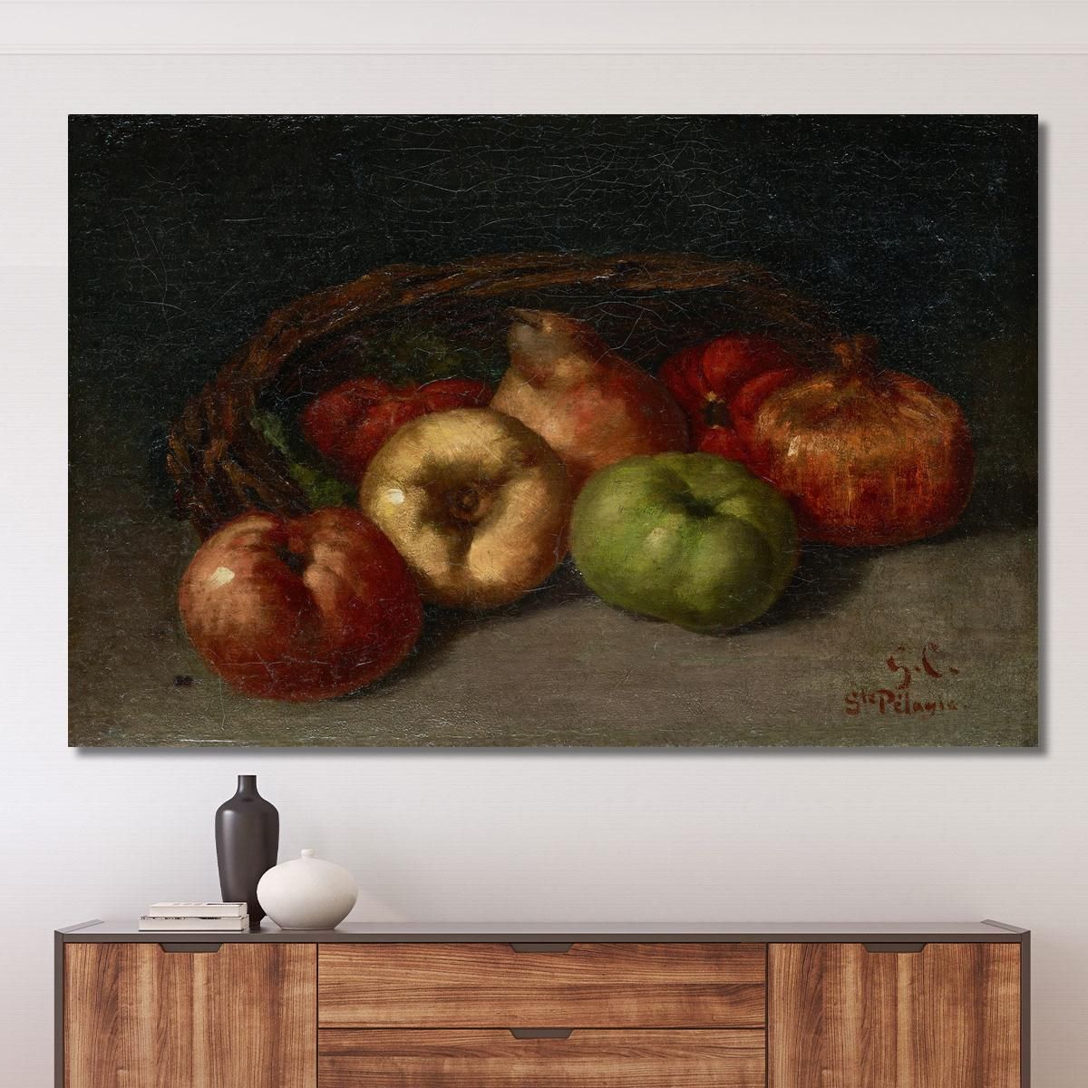 Natura Morta Con Mele Pere E Melograni Gustave Courbet cg158 quadro stampa su tela