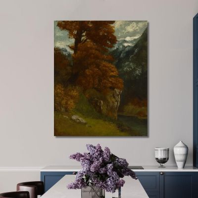 La Valletta Di Ornans Bords Du Doubs Effetto Autunnale Gustave Courbet cg171 quadro stampa su tela