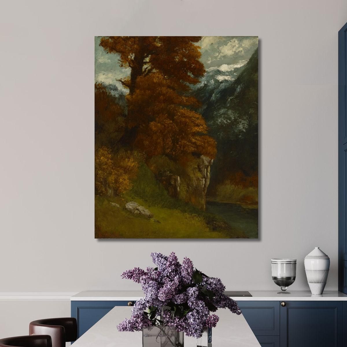 La Valletta Di Ornans Bords Du Doubs Effetto Autunnale Gustave Courbet cg171 quadro stampa su tela