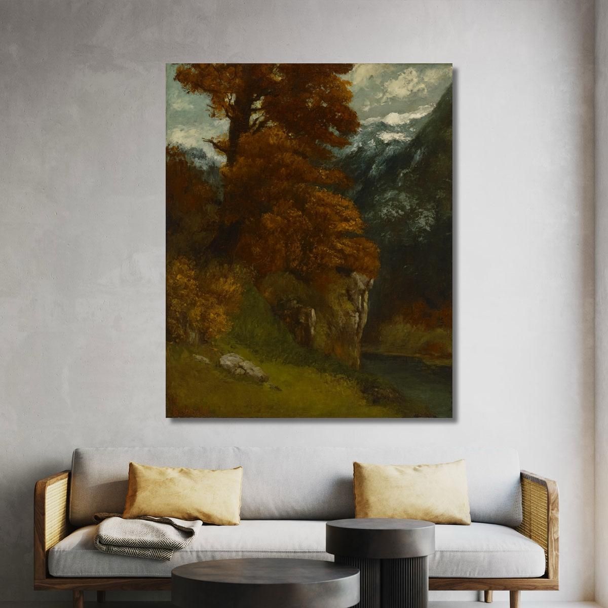 La Valletta Di Ornans Bords Du Doubs Effetto Autunnale Gustave Courbet cg171 quadro stampa su tela