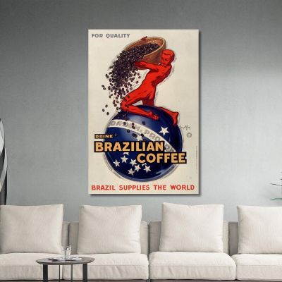 Per Bevande Di Qualità Caffè Brasiliano Il Brasile Fornisce Il Mondo Jean d'Ylen jyl12 quadro stampa su tela