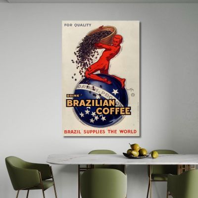 Per Bevande Di Qualità Caffè Brasiliano Il Brasile Fornisce Il Mondo Jean d'Ylen jyl12 quadro stampa su tela