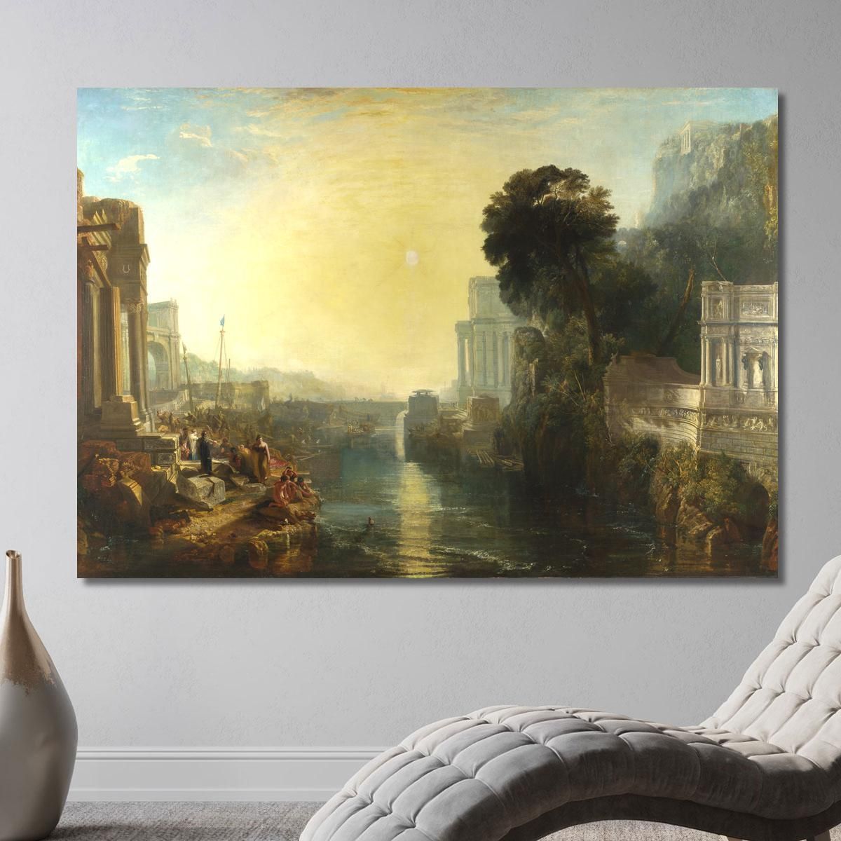 Tableau Toile "Le Déclin De Carthage" De Turner - 40x60 Cm Avec Cadre - Reproduction Décoration Salon