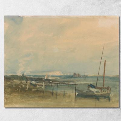 Scena Costiera Con Scogliere Bianche E Barche Sulla Riva Joseph Mallord William Turner jwt36 quadro stampa su tela