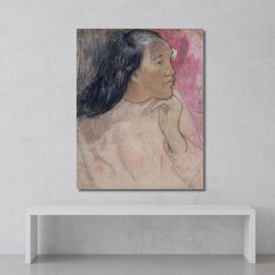 A Tahitian Woman With A Flower In Her Hair Paul Gauguin, pgg3 canvas print