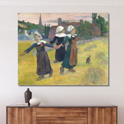 Ragazze Bretoni Che Ballano Pont-Aven Paul Gauguin pgg13 quadro stampa su tela